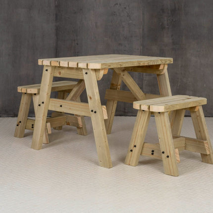 Victoria Rounded Space Saving Picnic Table and Benches Set