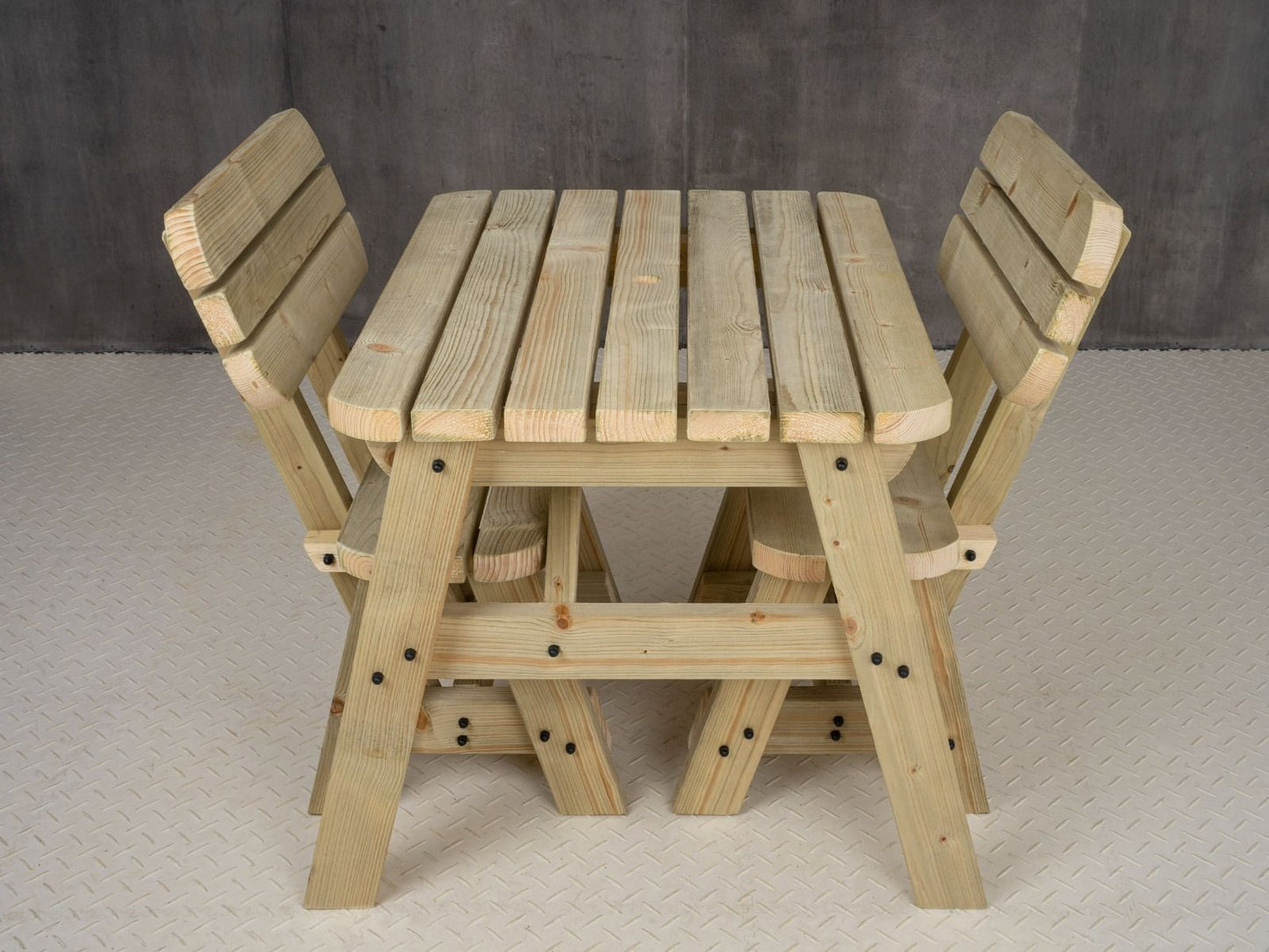 Victoria Space Saving Rounded Picnic Table and Benches Set With Backrest