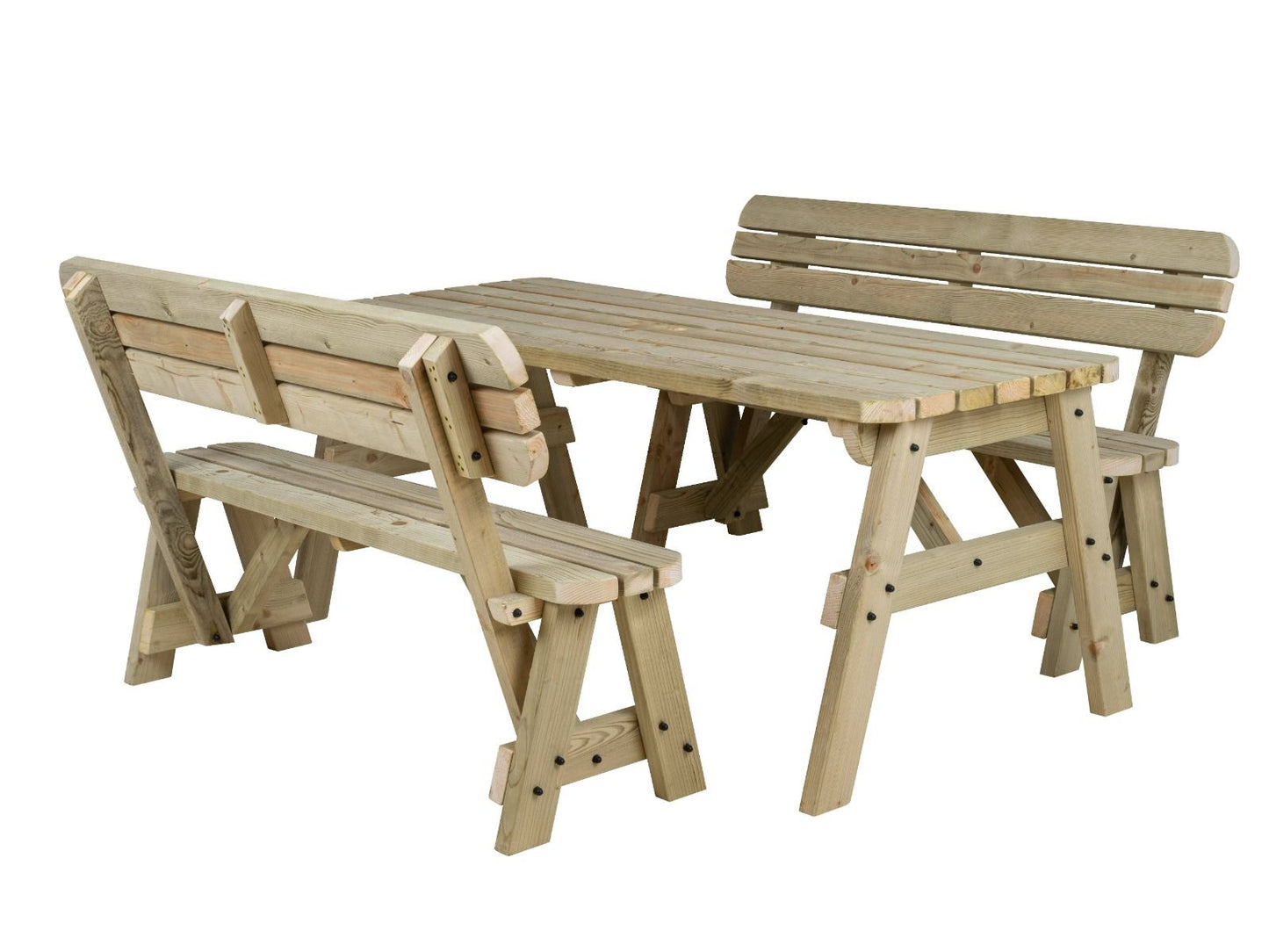 Victoria Space Saving Rounded Picnic Table and Benches Set With Backrest