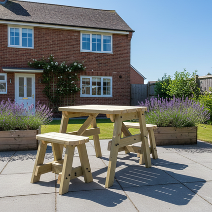 Victoria Rounded Space Saving Picnic Table and Benches Set