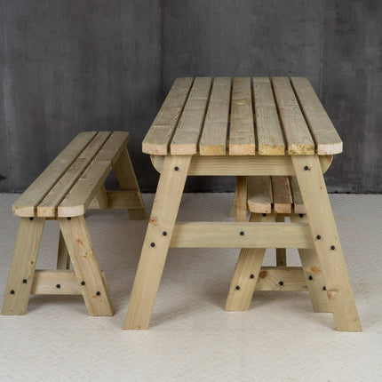 Victoria Rounded Space Saving Picnic Table and Benches Set