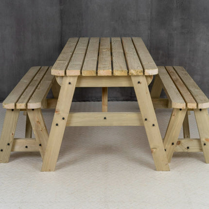 Victoria Rounded Space Saving Picnic Table and Benches Set