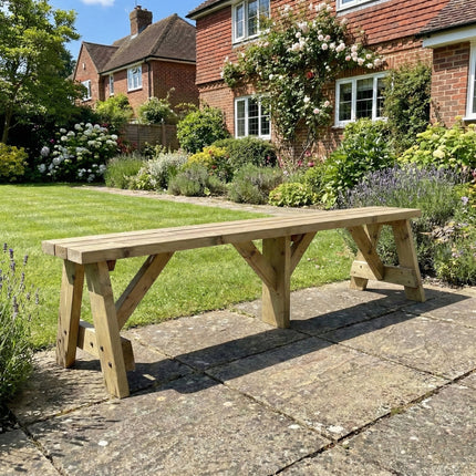 Victoria Wooden Garden Bench, Outdoor Fence Seat