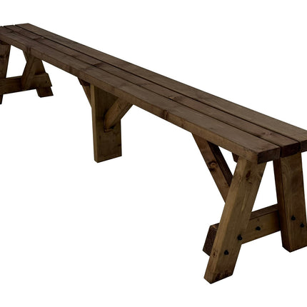 Victoria Wooden Garden Bench, Outdoor Fence Seat - Rustic Brown Finish