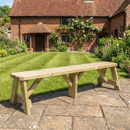Victoria Wooden Garden Rounded Bench, Outdoor Fence Seat