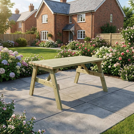 Victoria Wooden Garden Table, Outdoor Picnic Dining Desk