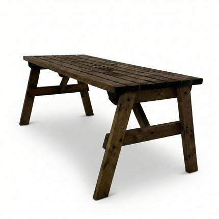Victoria Wooden Garden Table, Outdoor Picnic Dining Desk - Rustic Finish
