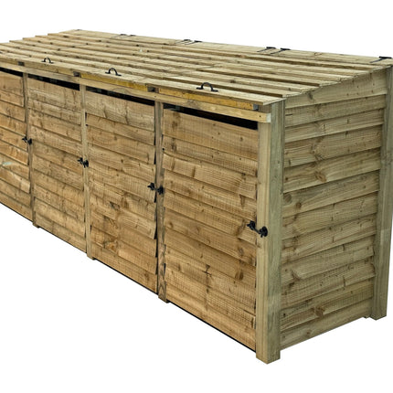 Wooden Wheelie Bin Store, Natural Finish