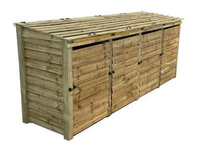 Wooden Wheelie Bin Store, Natural Finish