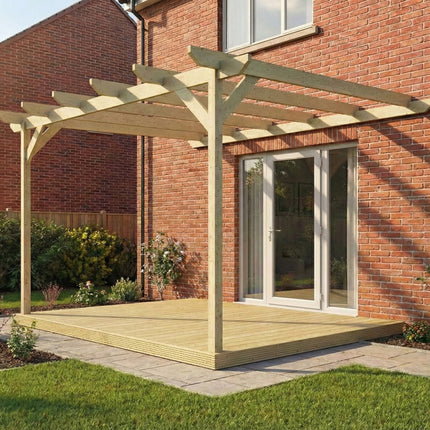 Wall Mounted Pergola and Decking Kit Chamfered Design
