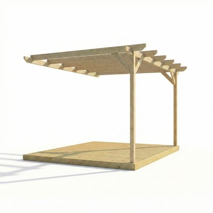 Wall Mounted Pergola and Decking Kit Chamfered Design