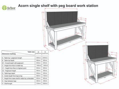 Wooden Kiln-dry Workbench With Peg Board