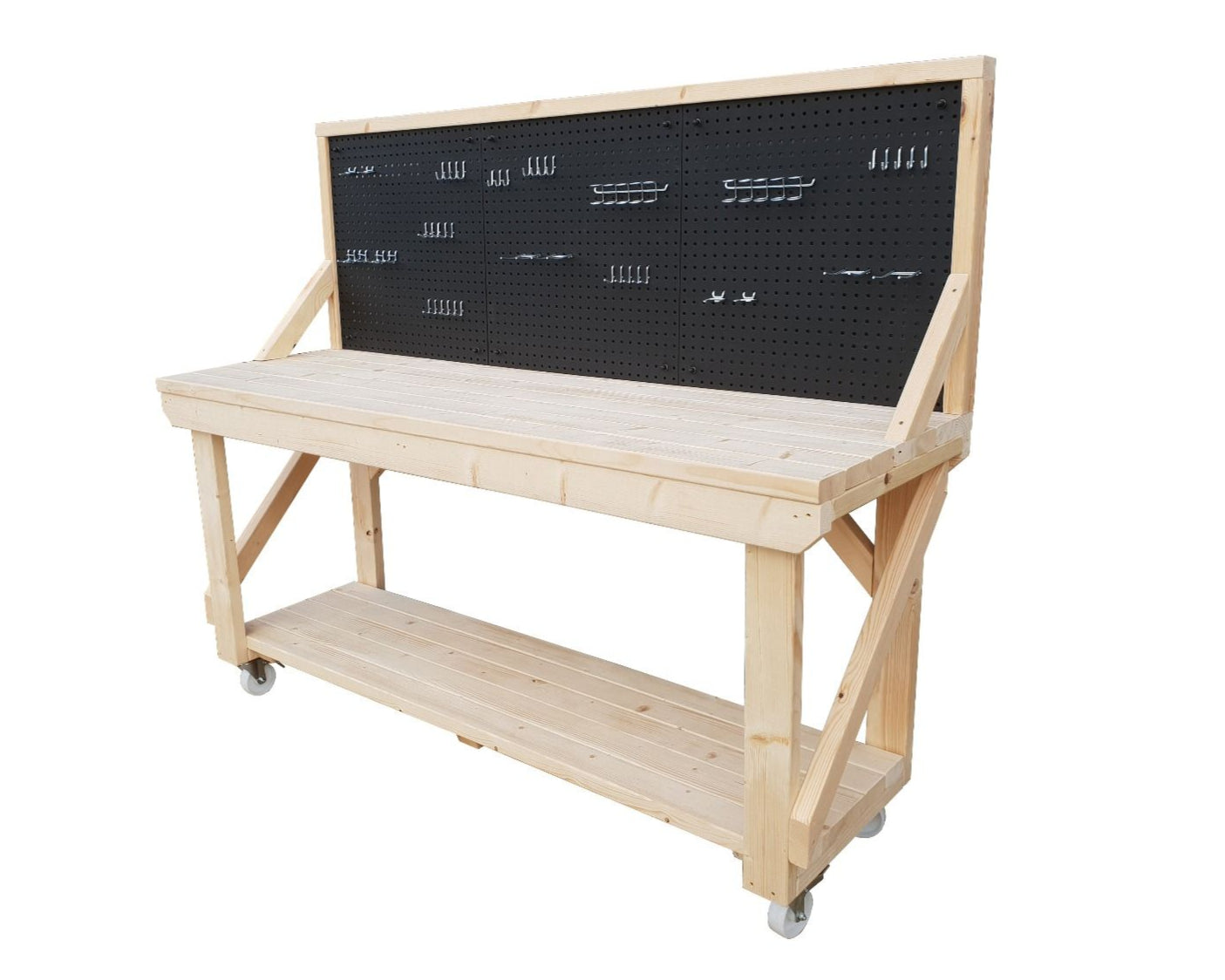 Wooden Kiln-dry Workbench With Peg Board