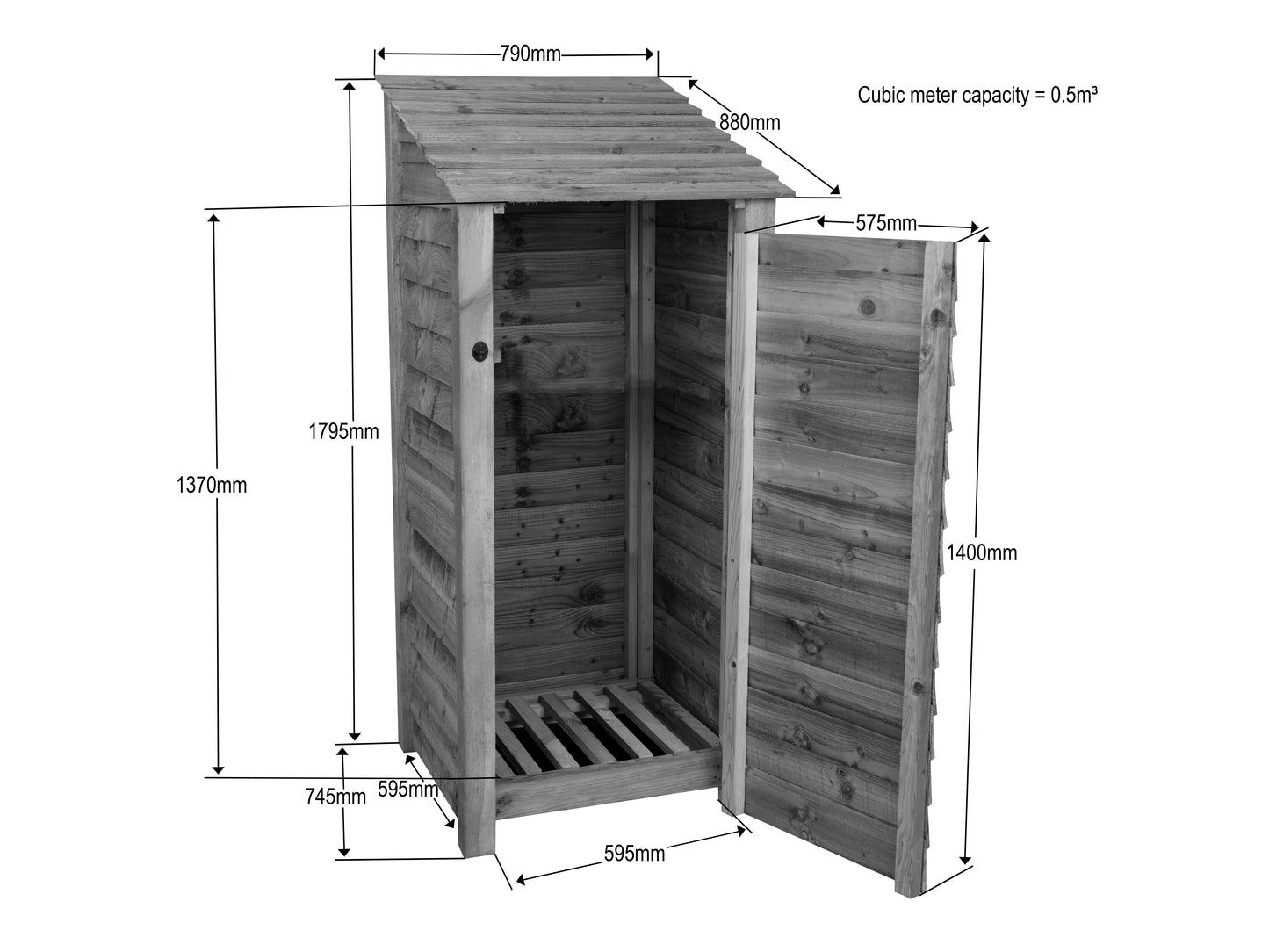 Wooden Garden Tool Storage W-79cm, H-126cm or 180cm, D-88cm