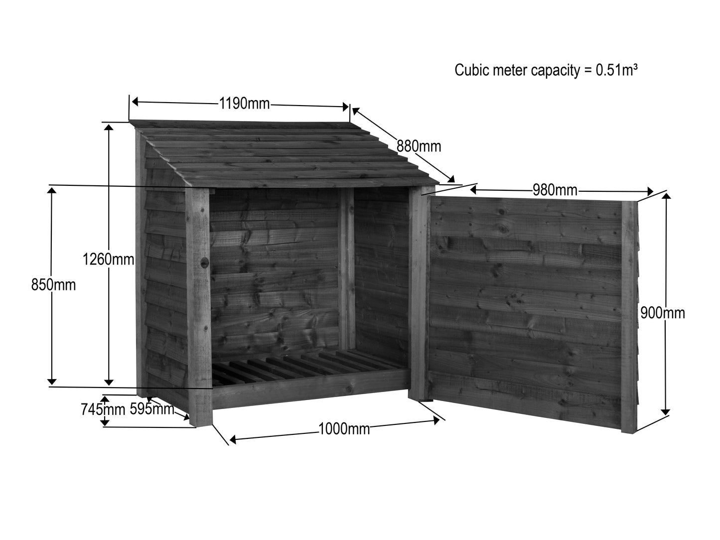 Wooden Garden Tool Storage W-119cm, H-126cm or 180cm, D-88cm