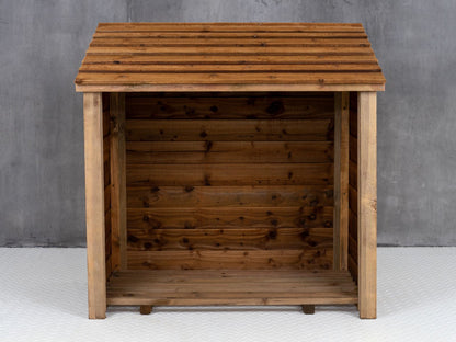 Wooden Log Store (W-119cm, H-118cm, D-71cm) - Brown Finish