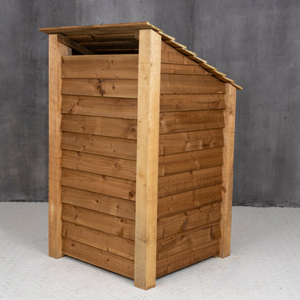 Wooden Log Store with Door and Shelf W-79cm, H-126cm or 180cm, D-88cm - Brown Finish