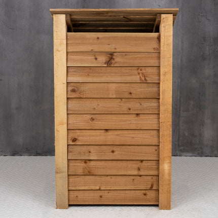 Wooden Log Store with Door and Shelf W-79cm, H-126cm or 180cm, D-88cm - Brown Finish