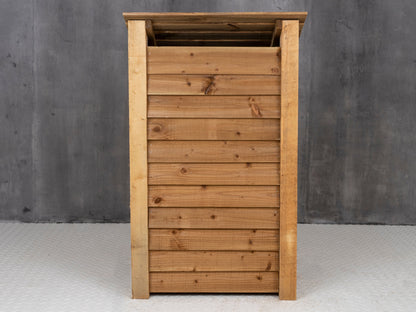 Wooden Log Store with Door and Shelf W-79cm, H-126cm or 180cm, D-88cm - Brown Finish