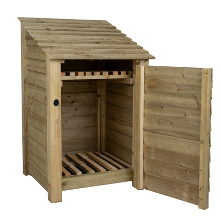 Wooden Log Store with Door and Shelf W-79cm, H-126cm or 180cm, D-88cm