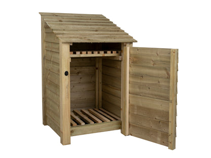 Wooden Log Store with Door and Shelf W-79cm, H-126cm or 180cm, D-88cm