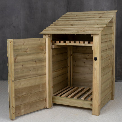 Wooden Log Store with Door and Shelf W-79cm, H-126cm or 180cm, D-88cm