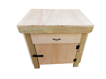 Wooden MDF top storage workbench with lockable cupboard and drawers (V.4)