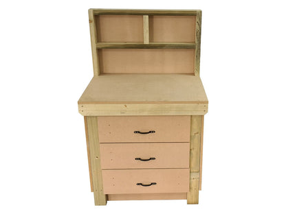 Wooden Mdf Top Workbench, Tool Cabinet (V.2) With Drawers With Back