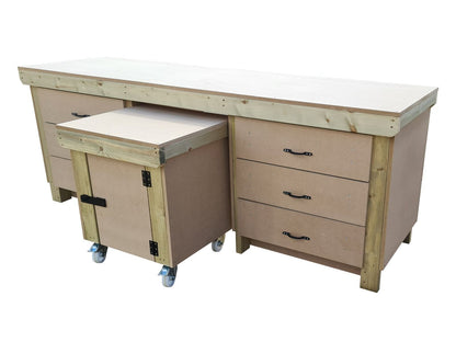 Wooden MDF Top Workbench With Drawers and Functional Lockable Cupboard (V.5)