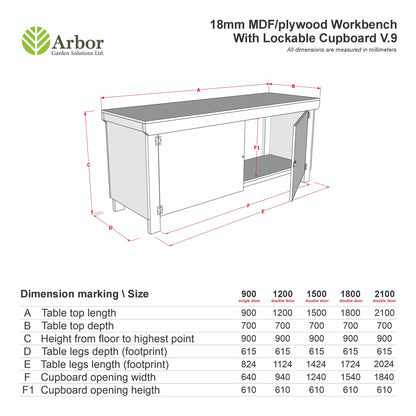 Wooden MDF Top Workbench With Lockable Cupboard (V.9)