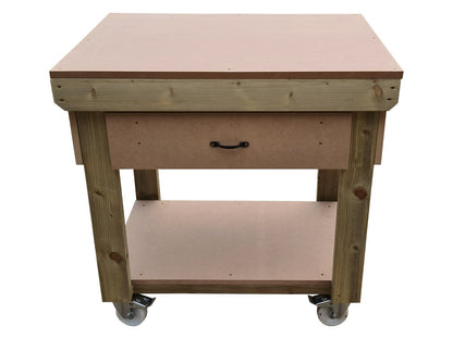 Wooden MDF workbench, tool cabinet with drawer (V.1) with wheels