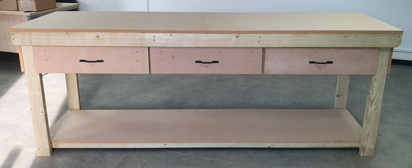 Wooden MDF top workbench, tool cabinet with drawers (V.1)