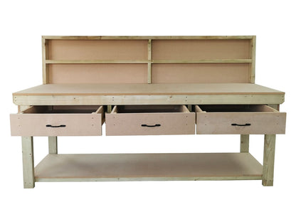 Wooden MDF workbench, tool cabinet with drawer (V.1) with back