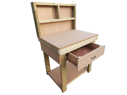 Wooden MDF workbench, tool cabinet with drawer (V.1) with back