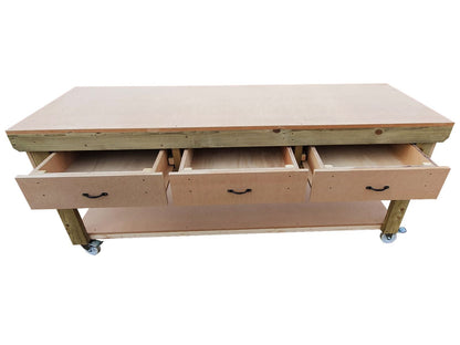 Wooden MDF workbench, tool cabinet with drawer (V.1) with wheels