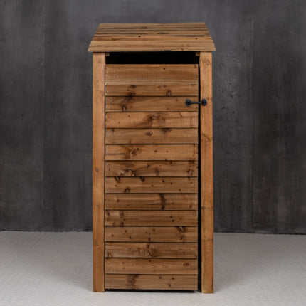 Wooden Log Store with Door and Shelf W-79cm, H-126cm or 180cm, D-88cm - Brown Finish