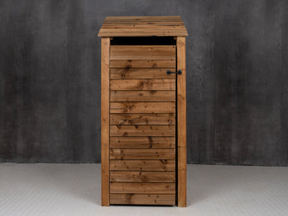 Wooden Log Store with Door and Shelf W-79cm, H-126cm or 180cm, D-88cm - Brown Finish