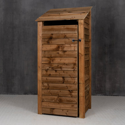 Wooden Log Store with Door and Shelf W-79cm, H-126cm or 180cm, D-88cm - Brown Finish