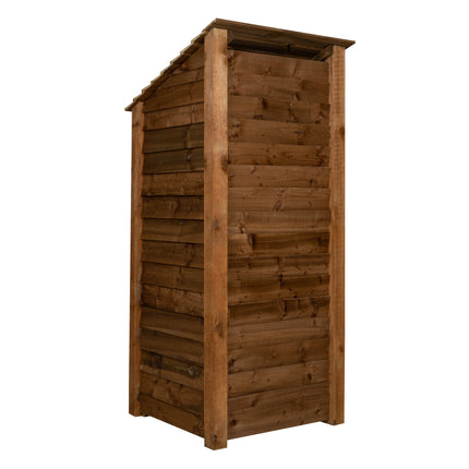 Wooden Log Store with Door and Shelf W-79cm, H-126cm or 180cm, D-88cm - Brown Finish