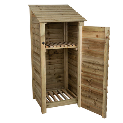 Wooden Log Store with Door and Shelf W-79cm, H-126cm or 180cm, D-88cm