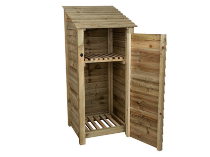 Wooden Log Store with Door and Shelf W-79cm, H-126cm or 180cm, D-88cm
