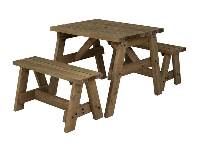 Victoria Picnic Table and Benches Set - Rustic Finish
