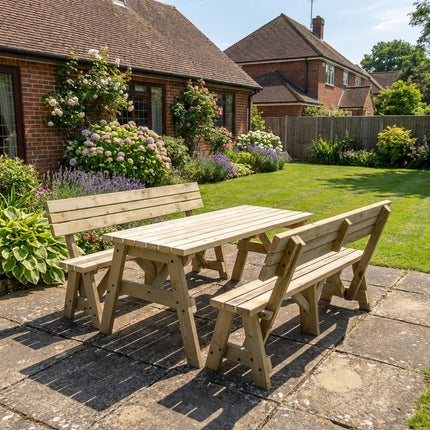 Victoria Picnic Table and Benches Set With Backrest
