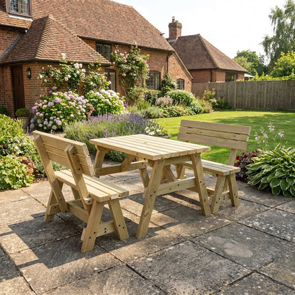 Victoria Picnic Table and Benches Set With Backrest