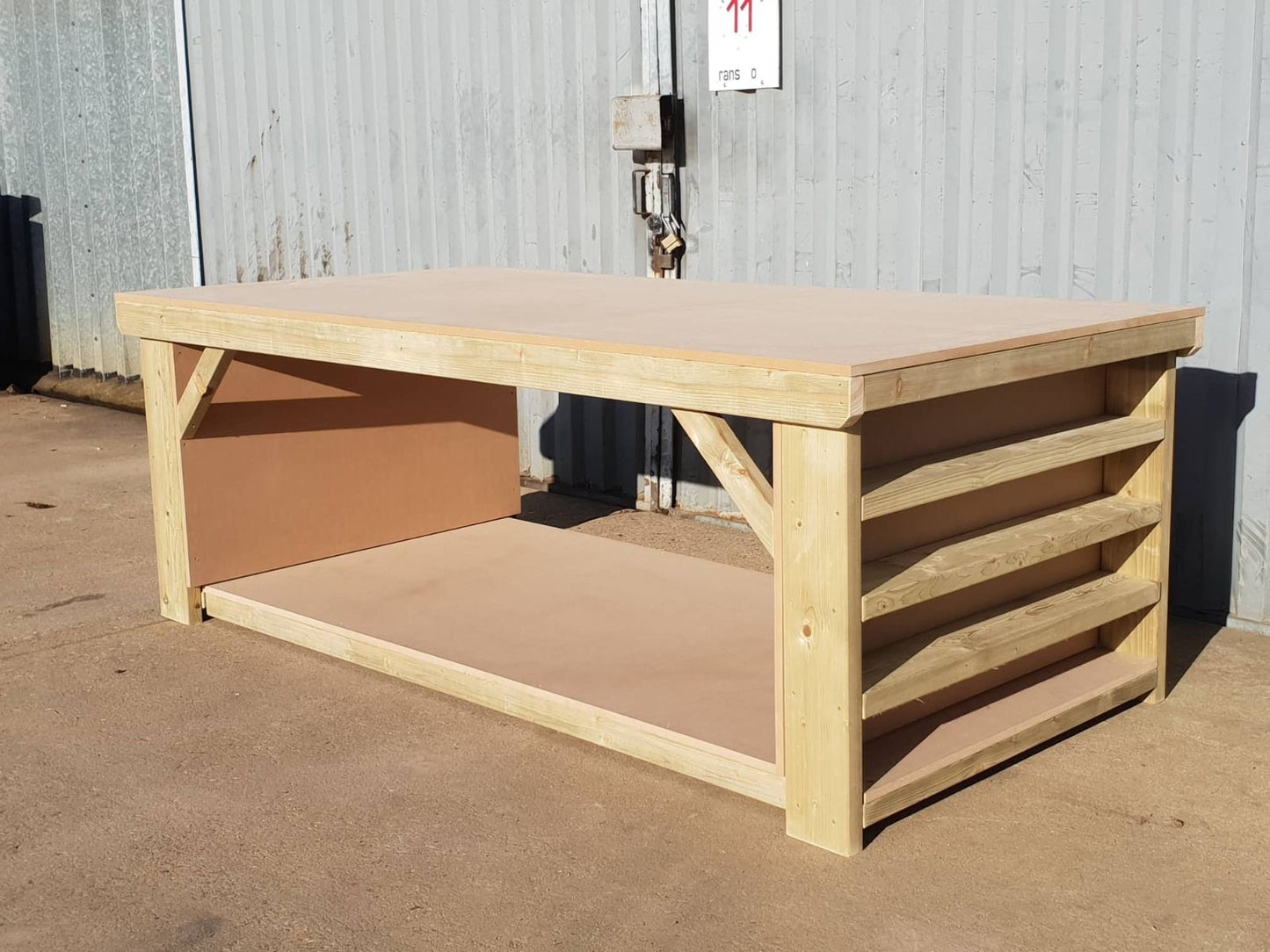 Wooden Workbench MDF Top with Extra shelving Depth-3ft