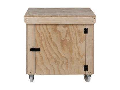 Wooden Plywood Top Workbench With Lockable Cupboard (V.9) With Wheels