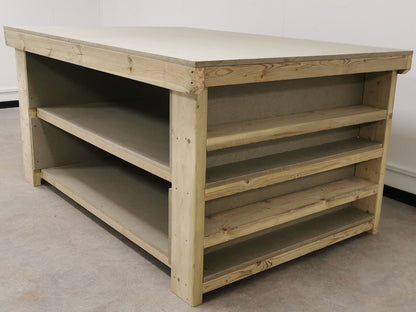 Wooden UniMDF Moisture Resistant Workbench with Extra Shelving Depth-3ft