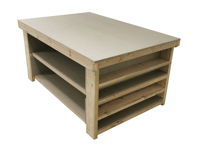 Wooden UniMDF Moisture Resistant Workbench with Extra Shelving Depth-3ft