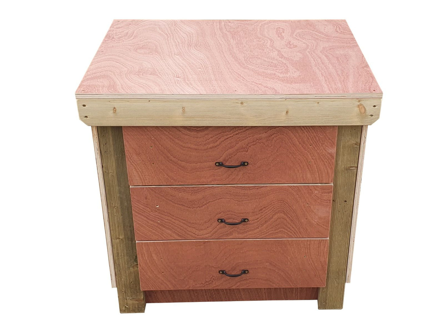 Wooden Eucalyptus Hardwood Top Workbench, Tool Cabinet With Drawers (V.2)