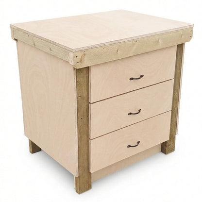 Wooden Eucalyptus Hardwood Top Workbench, Tool Cabinet With Drawers (V.2)